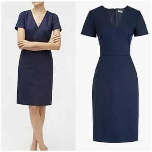 J. Crew Deep Blue V-Neck Mini Dress